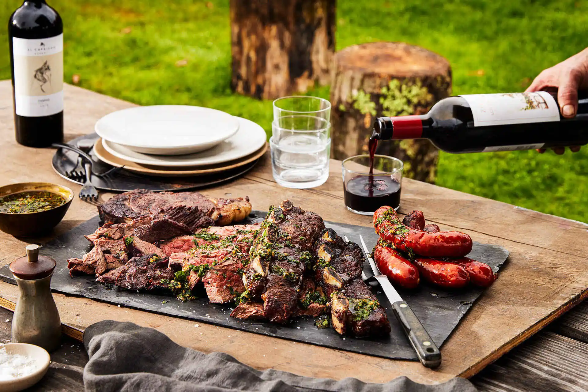 Evening steaks and Malbec