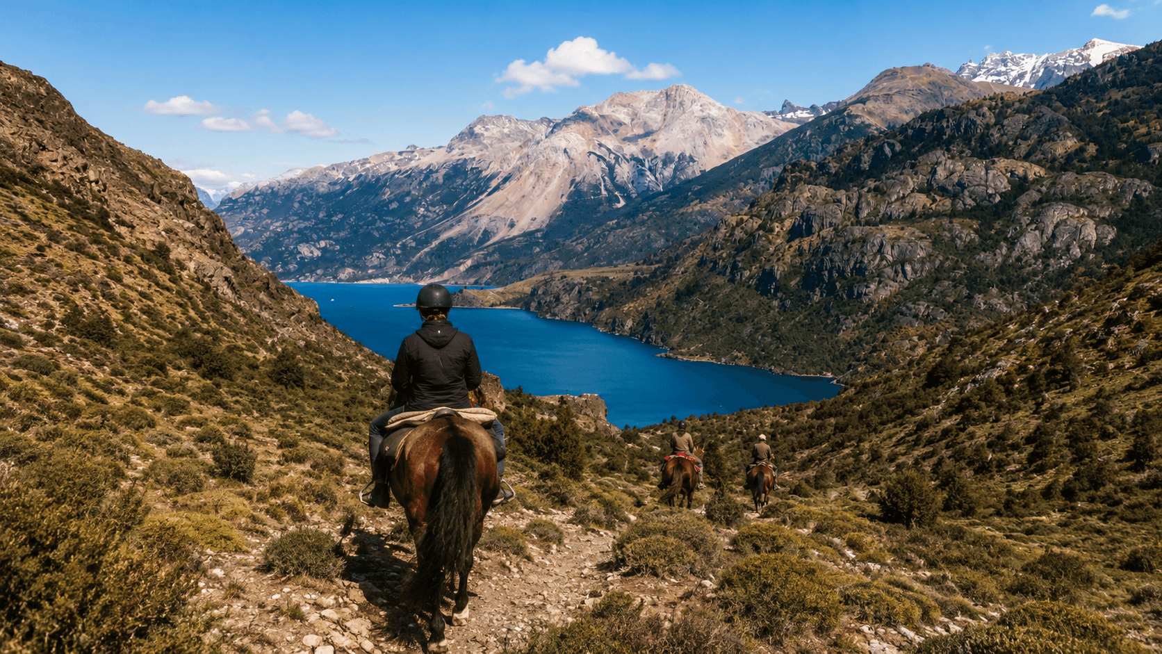 Riding into the mountains on horseback